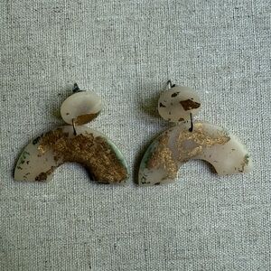 Unique Gold and Green Statement Earrings